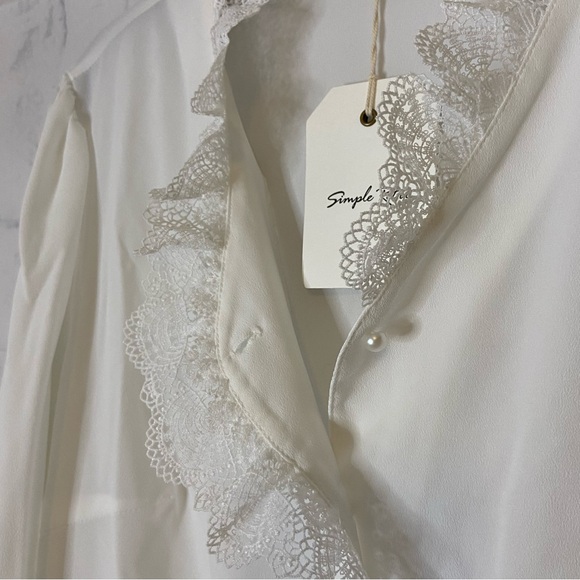 Simple Retro White Pusher Long Sleeve Ruffled Shirt Size 1XL - Picture 4 of 8